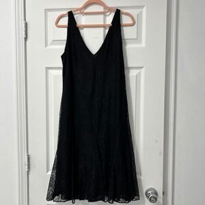 Lauren Ralph Lauren Black Lace‎ Swing Dress Lined Short Mini Dress Size 10